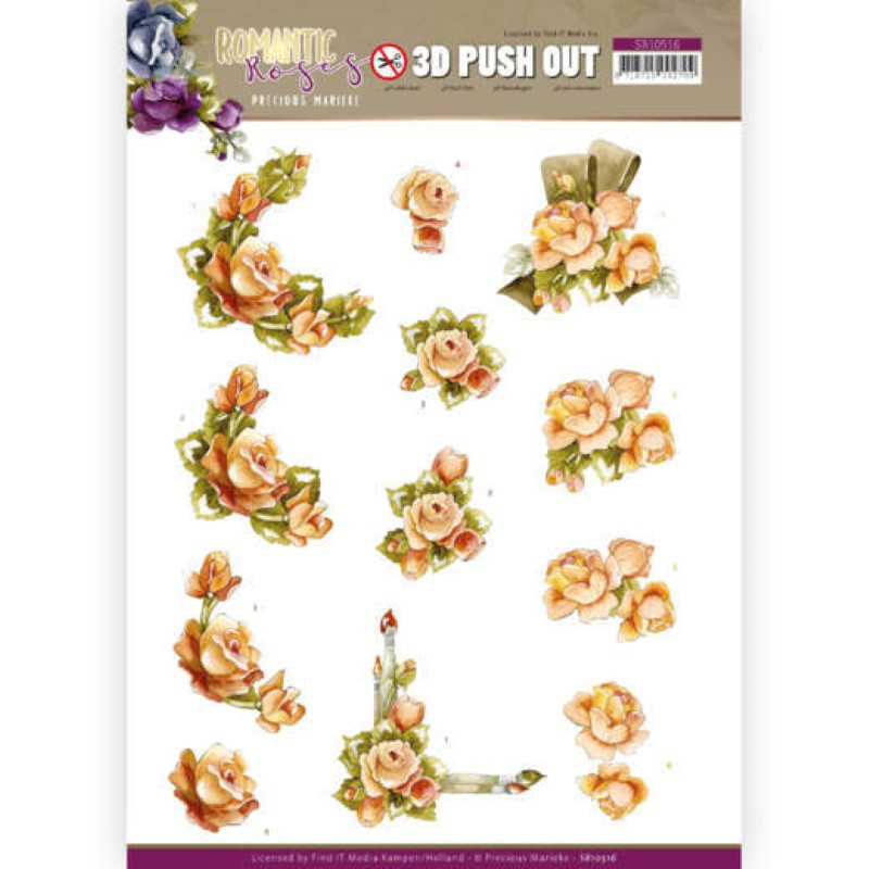 Carte 3D prédéc. - SB10516 - Romantic roses - Fleurs orange