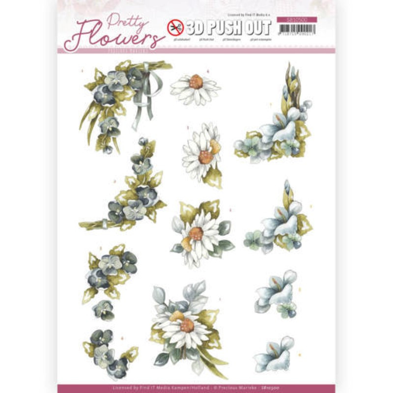 Carte 3D prédéc. - SB10500 - Pretty flowers - Fleurs bleues