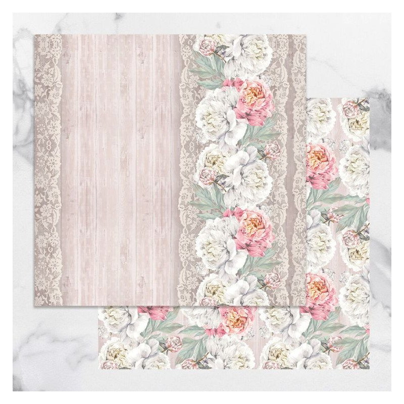 Papier scrap. Peaceful peonies 30 x 30 double face Papier scrap. Peaceful peonies 30 x 30 double face