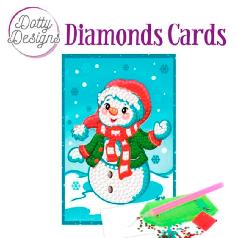 Dotty design Carte Broderie Diamant - Bonhomme de neige