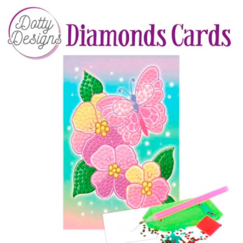 Dotty design Carte Broderie Diamant - Fleurs et papillons