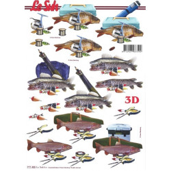 Carte 3D à découper - Pêche - poissons - 777405