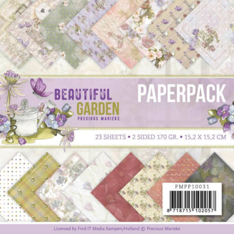 Bloc de papier - Precious marieke - Beautiful garden 15.2 x 15.2 cm