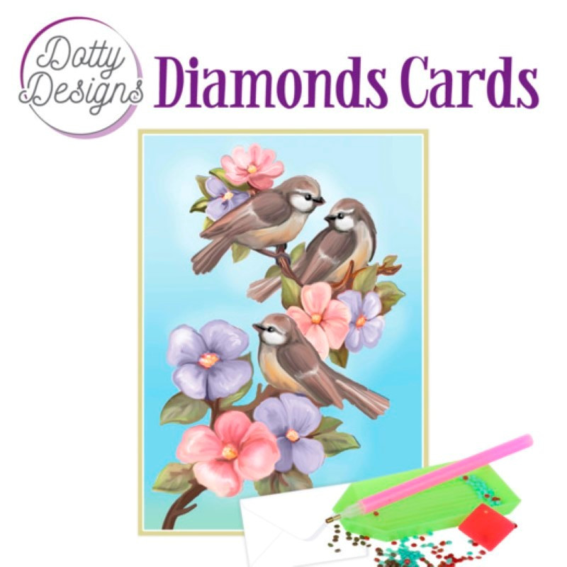 Carte Broderie Diamant - 3 oiseaux