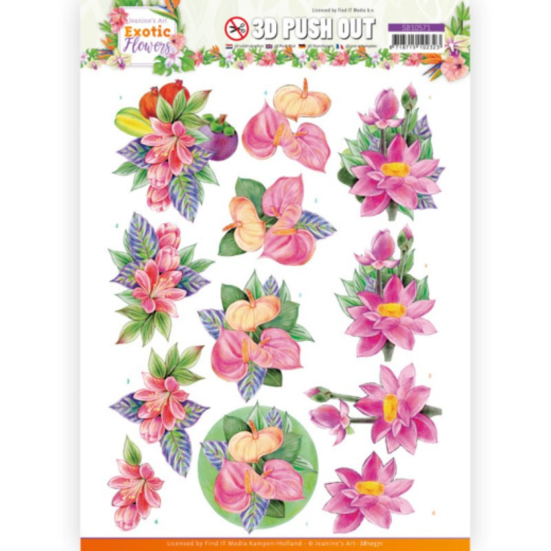 Carte 3D prédéc. - SB10571- Exotic Flowers - Pink Flowers