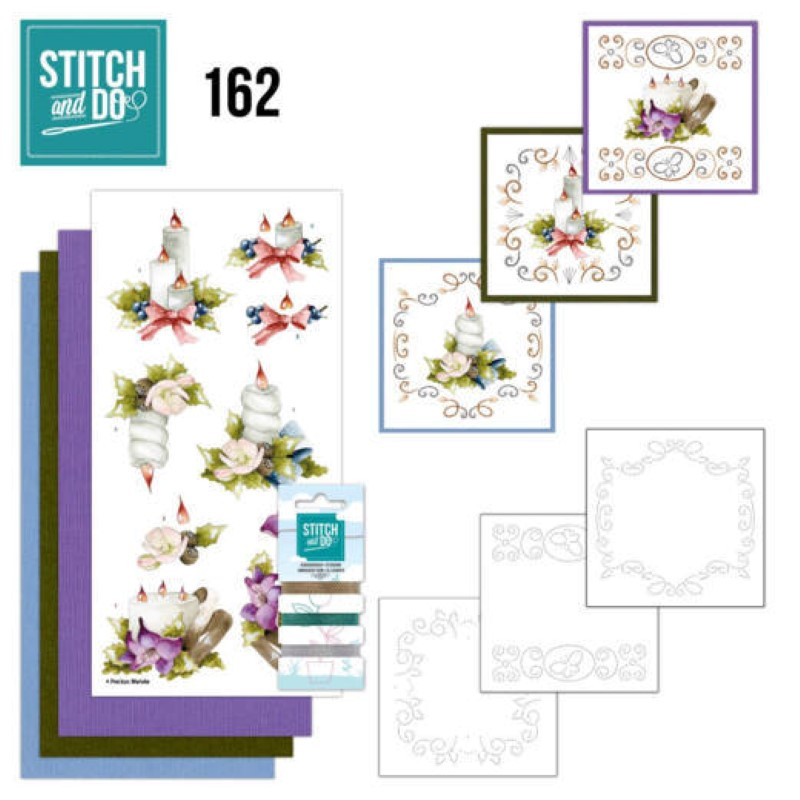 Stitch and do 162 - kit Carte 3D broderie - Bougies de Noël