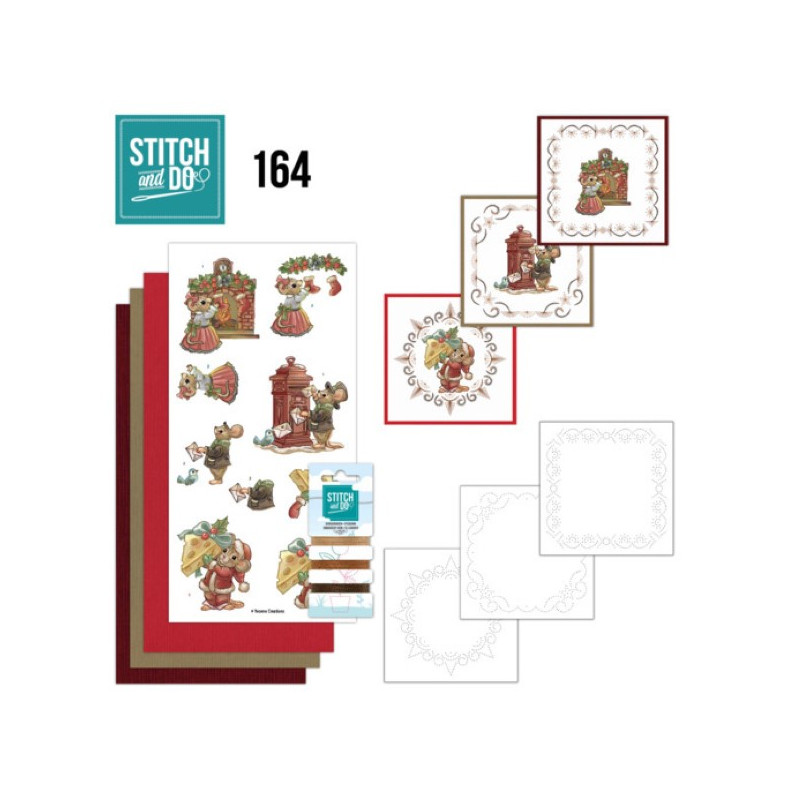Stitch and do 164 - kit Carte 3D broderie - Souris à Noël