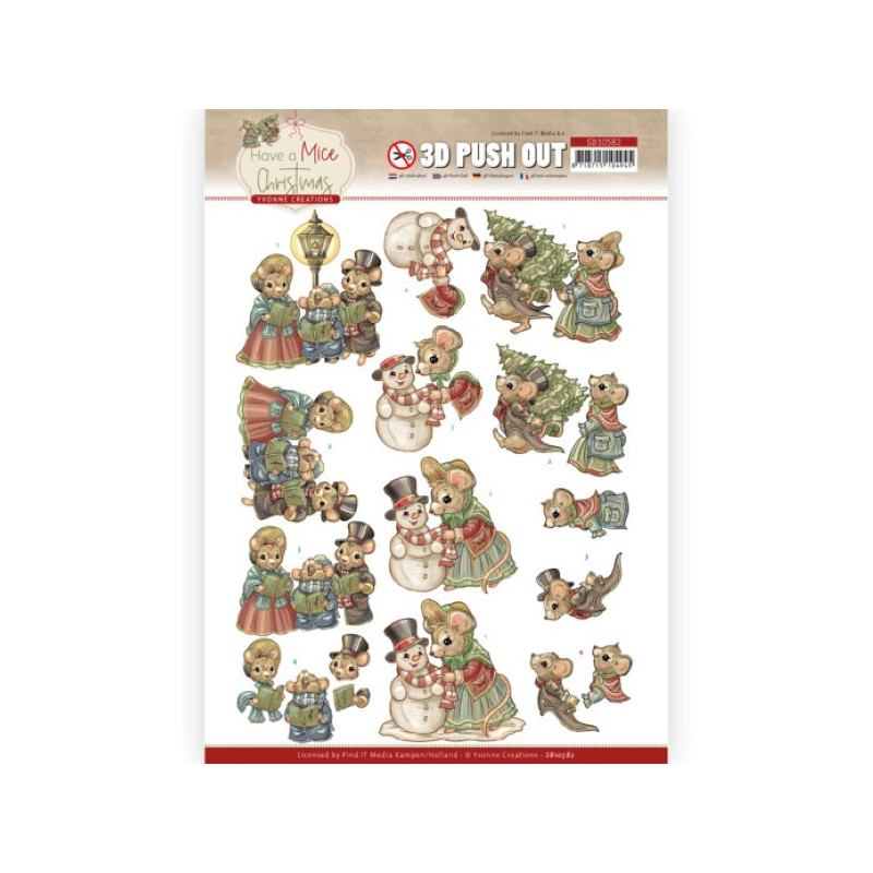 Carte 3D prédéc. - SB10582- Have a Mice Christmas- Chants de  Noel