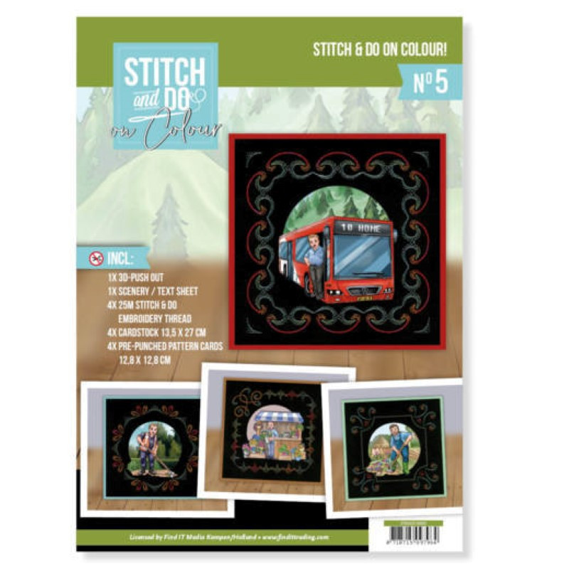 Stitch and Do on Colour 005 - Kit Carte 3D à broder de couleur Professions homme
