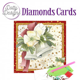 Dotty design Carte Broderie Diamant - Cloches et fleurs blanches