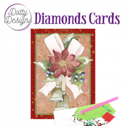 Dotty design Carte Broderie Diamant - Cloches et fleurs rouges