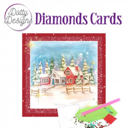 Dotty design Carte Broderie Diamant - Paysage d'hiver