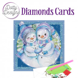 Dotty design Carte Broderie Diamant - Bonhommes de neige