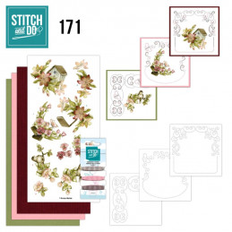 Stitch and do 171 - kit Carte 3D broderie - Fleurs et oiseaux