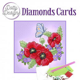 Dotty design Carte Broderie Diamant - Coquelicots