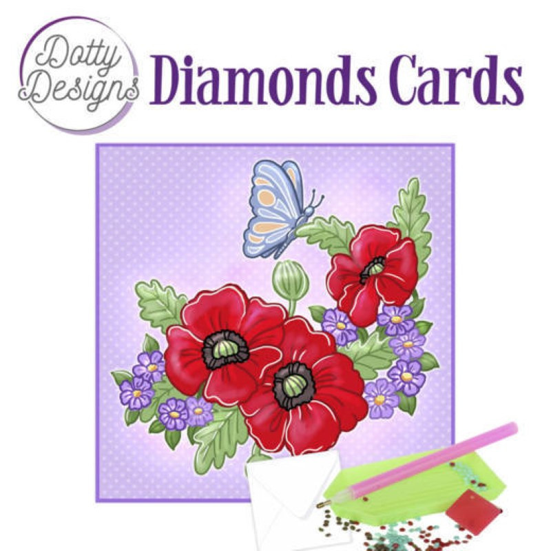 Dotty design Carte Broderie Diamant - Coquelicots