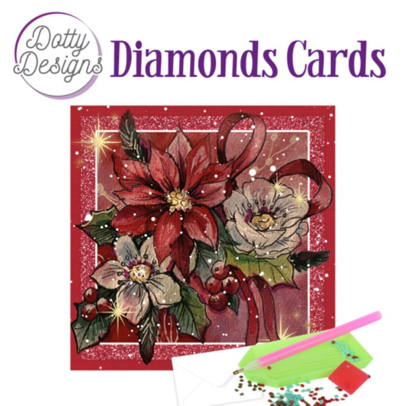 Dotty design Carte Broderie Diamant - Poinsettias