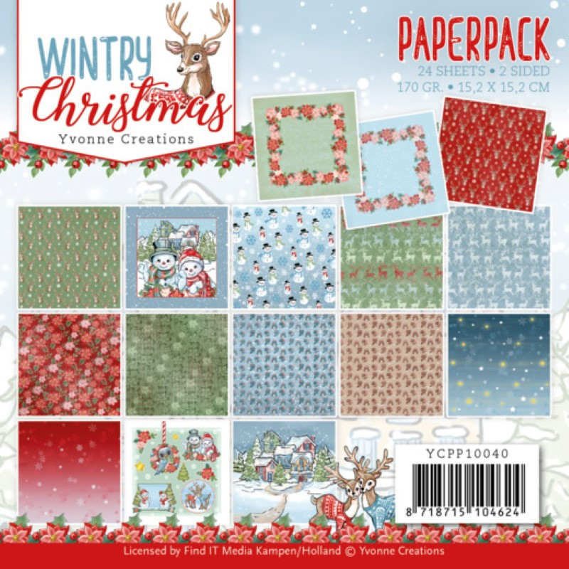 Bloc de papier - Yvonne Créations -  Wintry Christmas 15 x 15 cm - YCPP10034