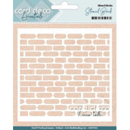 Pochoir Card déco - mixed media - Mur de brique