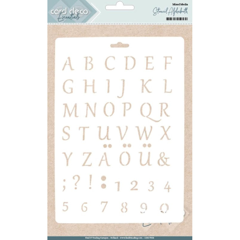 Pochoir Card déco 18x25 cm - mixed media - Alphabet - CDEST006