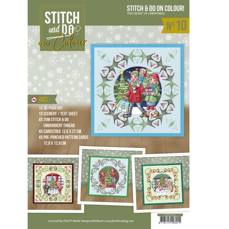 Stitch and Do on Colour 010 - Kit Carte 3D à broder de couleur - Enfants à Noël