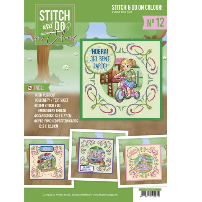 Stitch and Do on Colour 012 - Kit Carte 3D à broder de couleur - Belle journée dehors