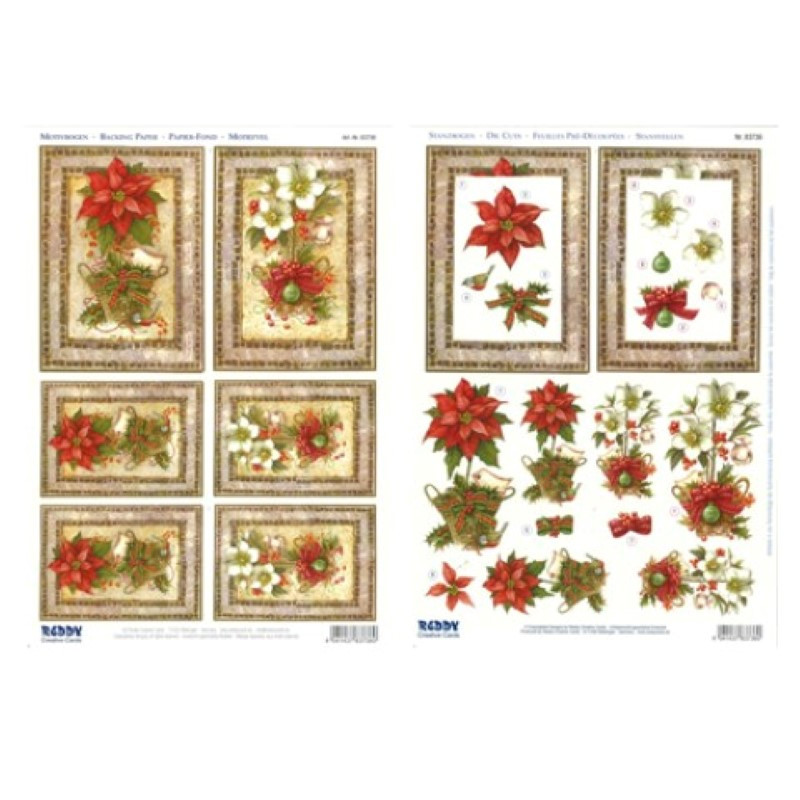 Carte 3D prédéc. - A4 - 83736 - recto/verso Fleurs de Noël