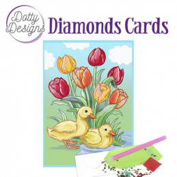 Dotty design Carte Broderie Diamant - Canards et tulipes