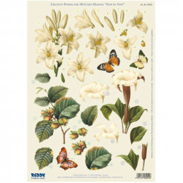 Carte 3D prédéc. - A4 - 82105 - Fleurs blanches et noisettes