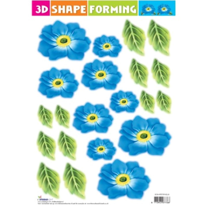 3D Shape forming prédécoupé - Fleurs bleues