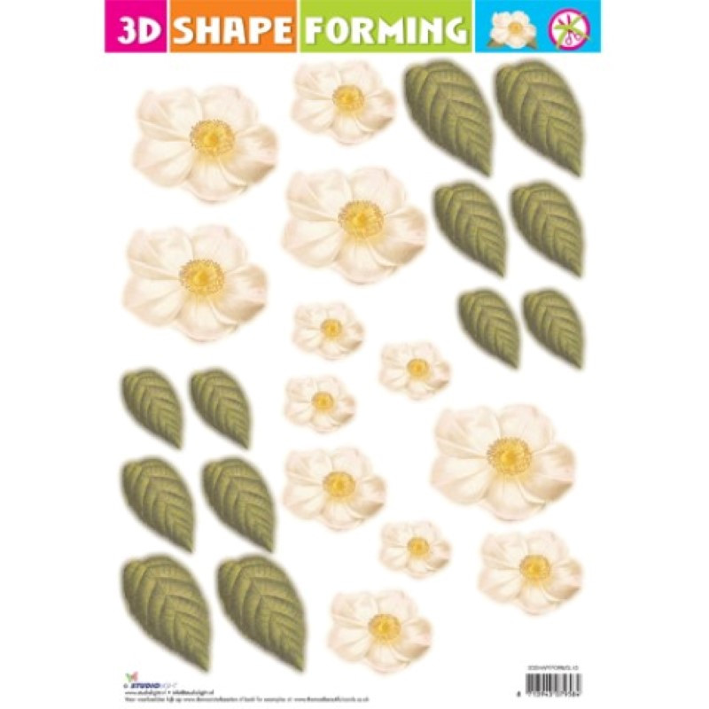 3D Shape forming prédécoupé - Fleurs blanches