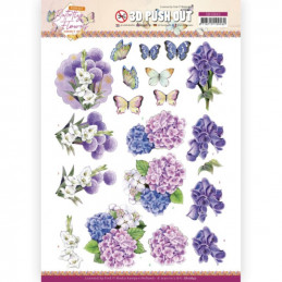 Carterie 3D prédéc. - SB10642 - Papillons fleurs parfaites - Hortensia