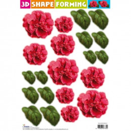 3D Shape forming prédécoupé - Fleur rouge