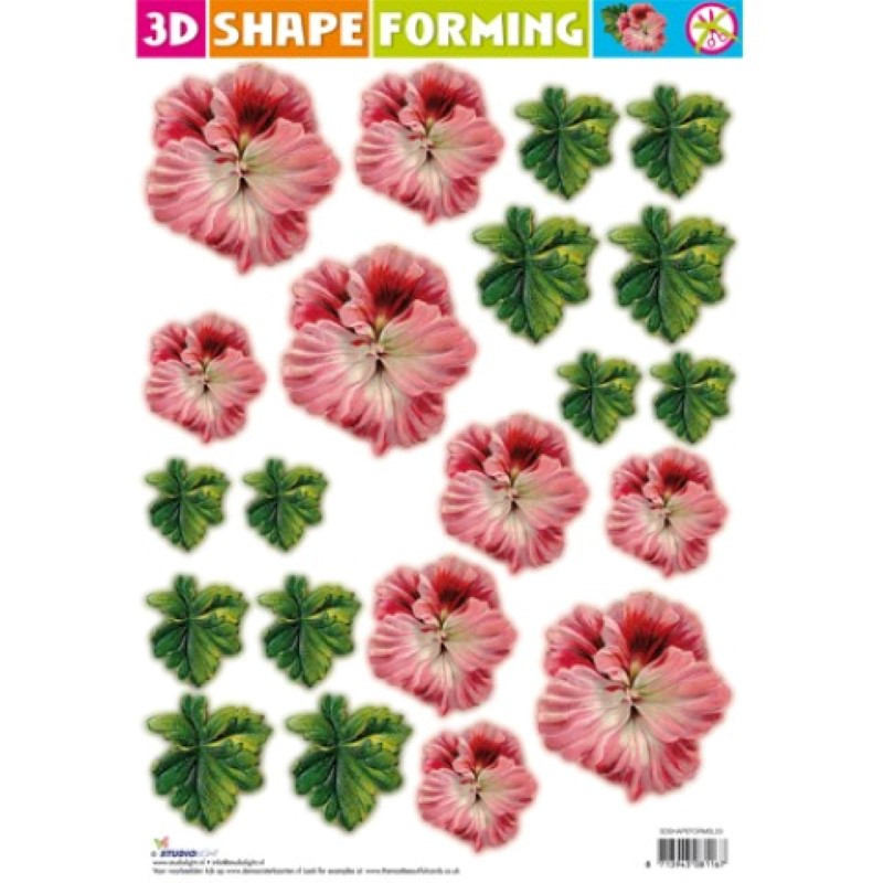 3D Shape forming prédécoupé - Grosse Fleur rose