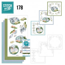 Stitch and do 178- kit Carte 3D broderie - Cygnes élégants