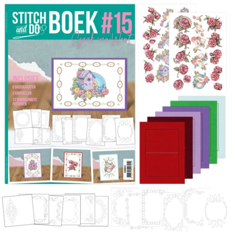 Stitch and Do Livre n°15 - Kit Carte 3D à broder - Fleurs et oiseaux