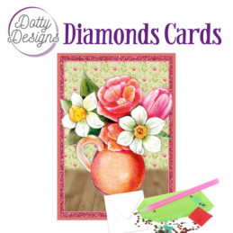 Dotty design Carte Broderie Diamant - Vase de fleurs