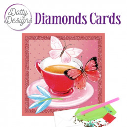 Dotty design Carte Broderie Diamant - Thé et papillons - DDDC1077