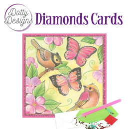 Dotty design Carte Broderie Diamant - Papillons roses
