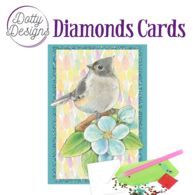 Dotty design Carte Broderie Diamant - Oiseaux sur branche - DDDC1084