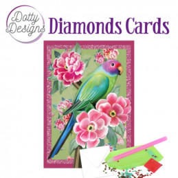 Dotty design Carte Broderie Diamant - Oiseau tropical - DDDC1086