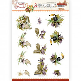 Carte 3D prédéc. - SB10630 - Fleurs et amis- Fleurs violettes
