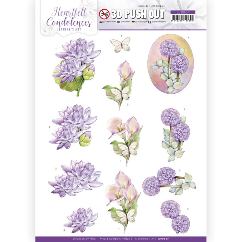 Carte 3D prédéc. - SB10667 - Condoléances - Fleurs violettes