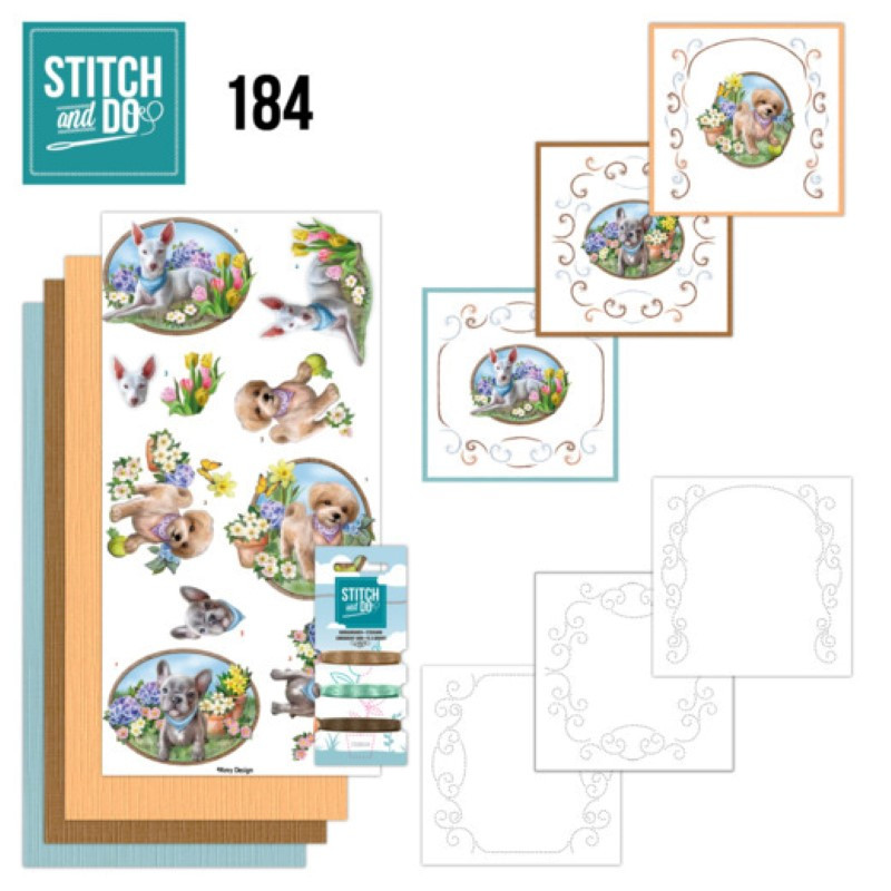 Stitch and do 184 - kit Carte 3D broderie - Les petits chiens