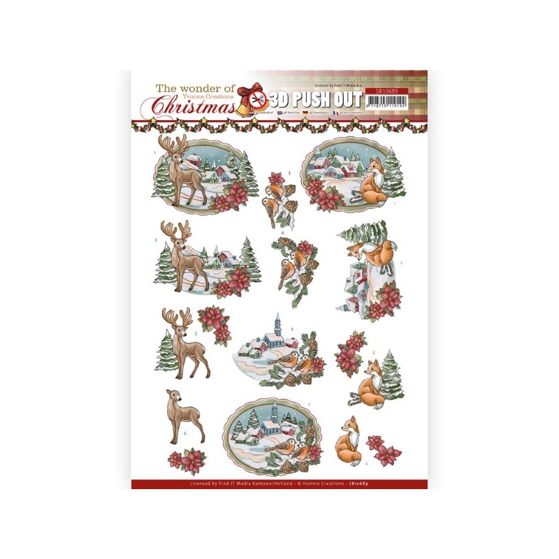 Carte 3D prédéc. - SB10689 - Merveille de Noël - Animaux dans la neige