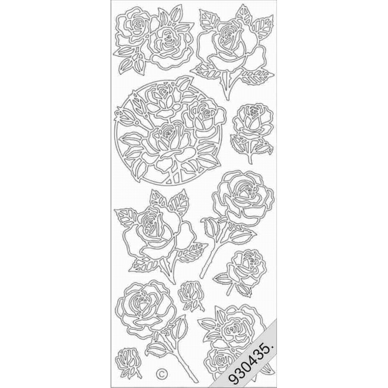 Stickers - 0809 - Motifs roses - or