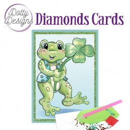 Dotty design Carte Broderie Diamant - Grenouille et trèfle - DDDC1096
