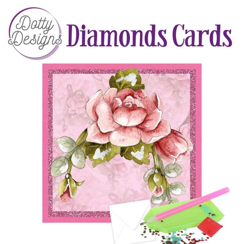 Dotty design Carte Broderie Diamant - Roses rouges - DDDC1101