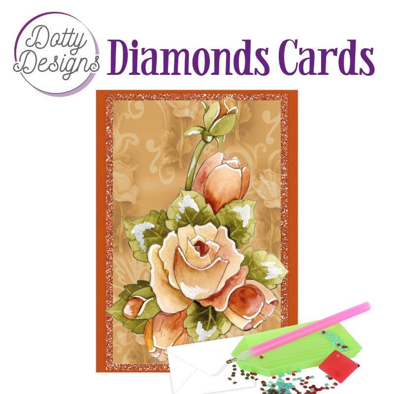 Dotty design Carte Broderie Diamant - Roses orange