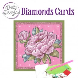 Dotty design Carte Broderie Diamant - Pivoine rose - DDDC1105